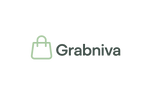 "Minimalist modern logo design for an e-commerce brand named Grabniva. Clean typography with a professional premium look, simple icon element representing shopping or lifestyle (like a shopping bag, basket, or home outline). Flat design, vector style, pastel color palette with light green and white accents. Suitable for website header and scalable for branding